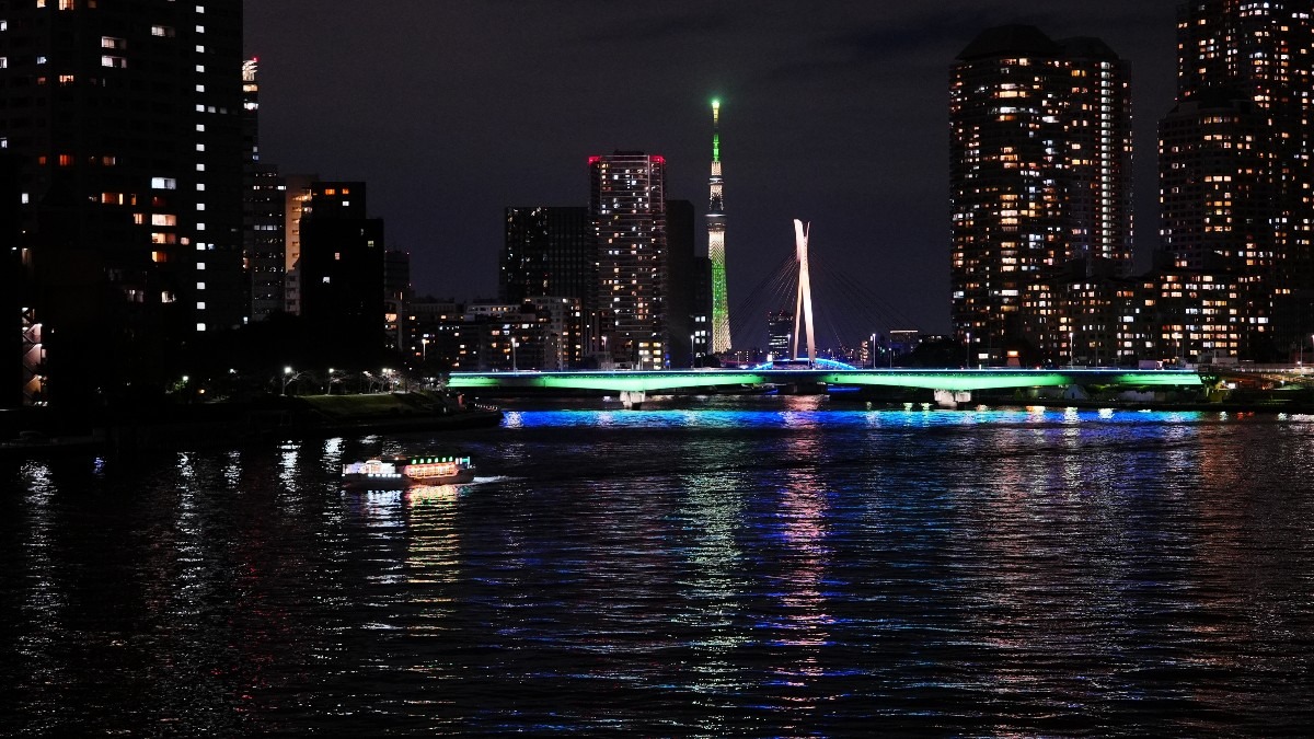 勝鬨橋夜景2020✨東京スカイツリーコラボ🆒尾形船