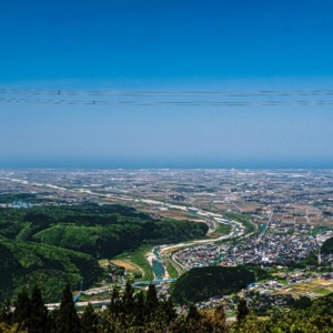 手取川扇状地を俯瞰