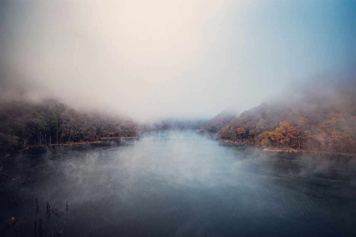 霧の徳山湖