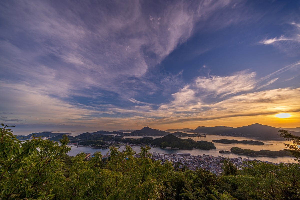 因島 天狗山から見る瀬戸内海の夕日 2