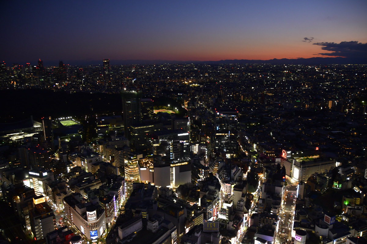 日本初の高層建物からの夕景