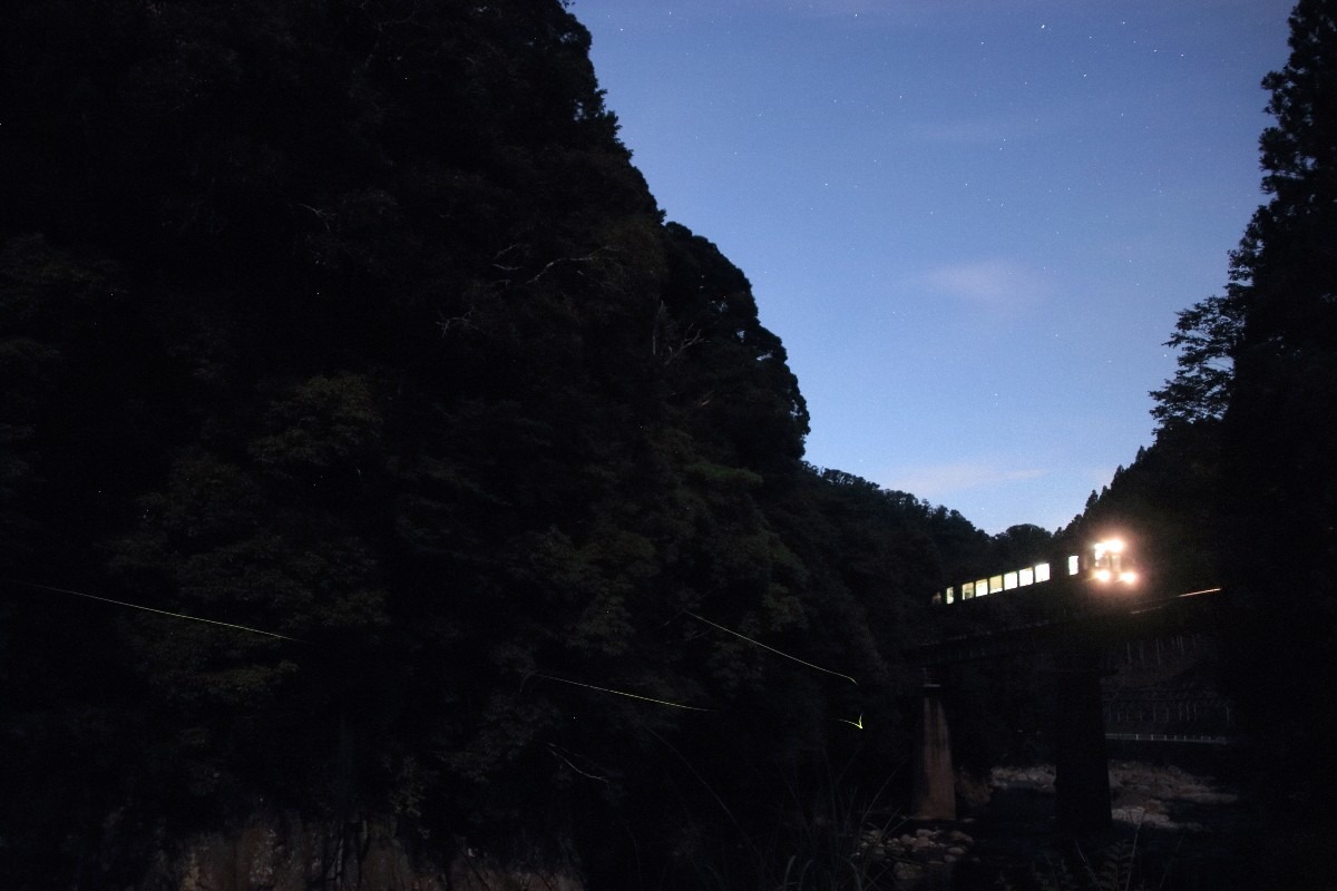 美杉の夜空　名松線とホタル